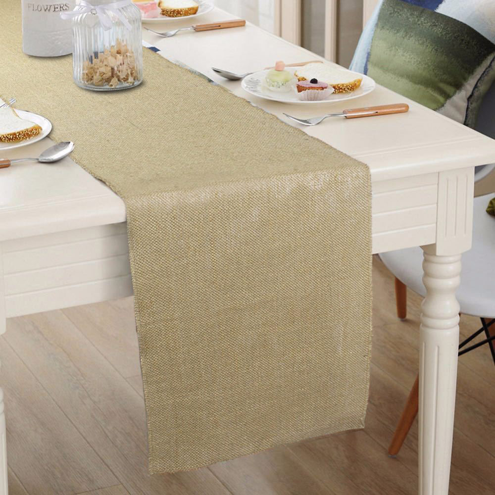 Natural Burlap Table Runners 12" x 108" Rustic Linen Runner Apricot