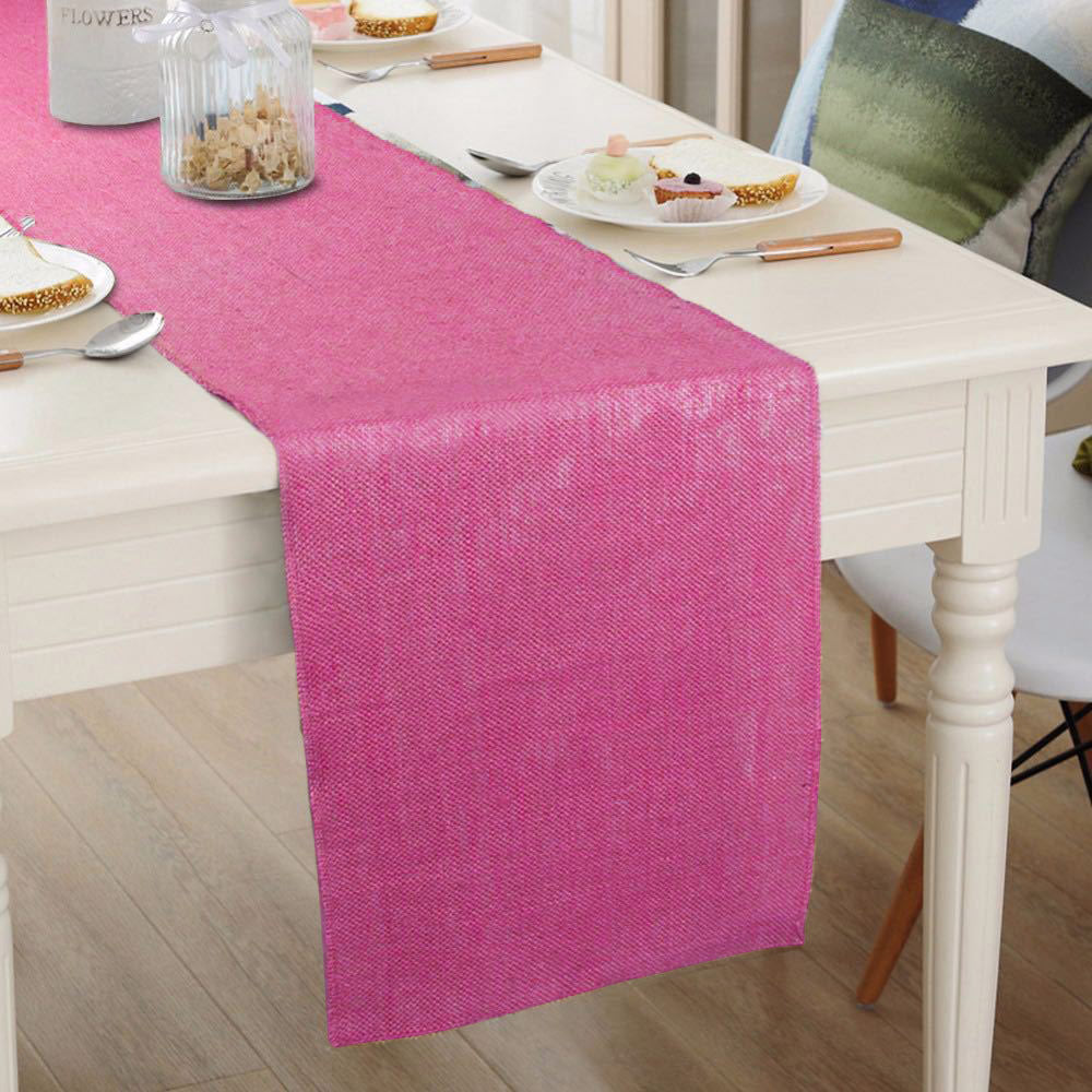 Natural Burlap Table Runners 12" x 108" Rustic Linen Runner Rose Red