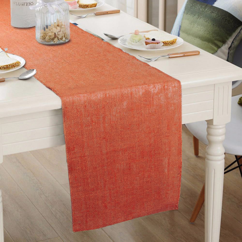 Natural Burlap Table Runners 12" x 108" Rustic Linen Runner Orange