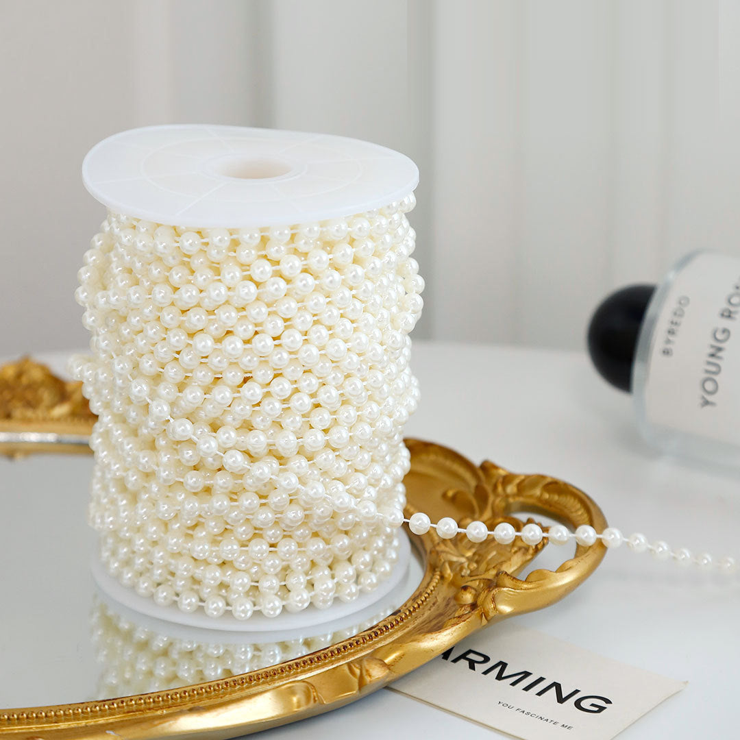 Faux Pearl Beads Vase Fillers 13 Yards Beige