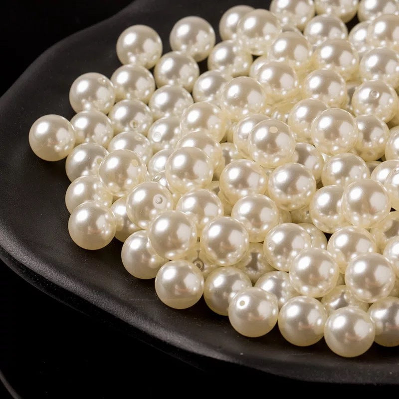 120 Pc Faux Pearl Craft Beads 20mm Ivory with Holes