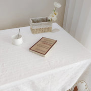 Cotton and Linen Blend Tablecloth - White European Stripes