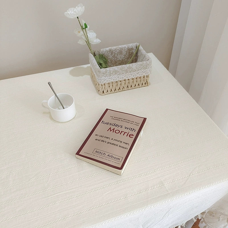 Cotton and Linen Blend Tablecloth - Beige European Stripes