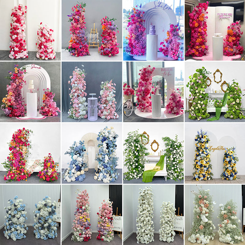 Flower Row Decor Wedding Event Backdrop Horn Arch Frame Greenery Floor Floral Arrangement Window Display (2 set ,with Stand)