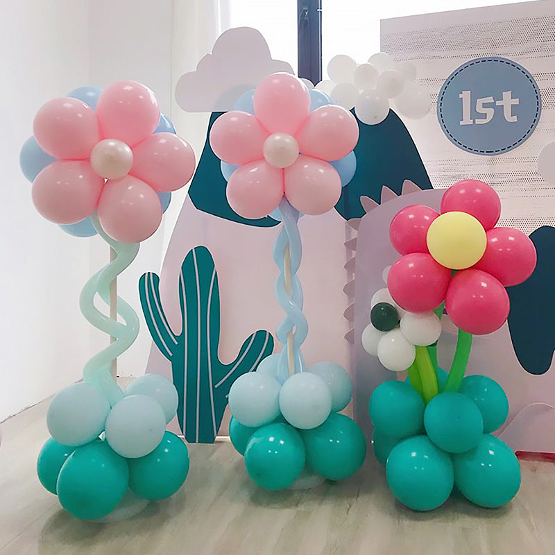 Double-Layer Flower Balloon Pillar Maca Pink