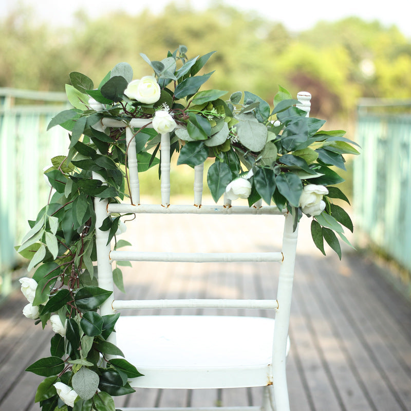 Artificial Eucalyptus/Willow Leaf Ranunculus Flower Garland Vine 40"