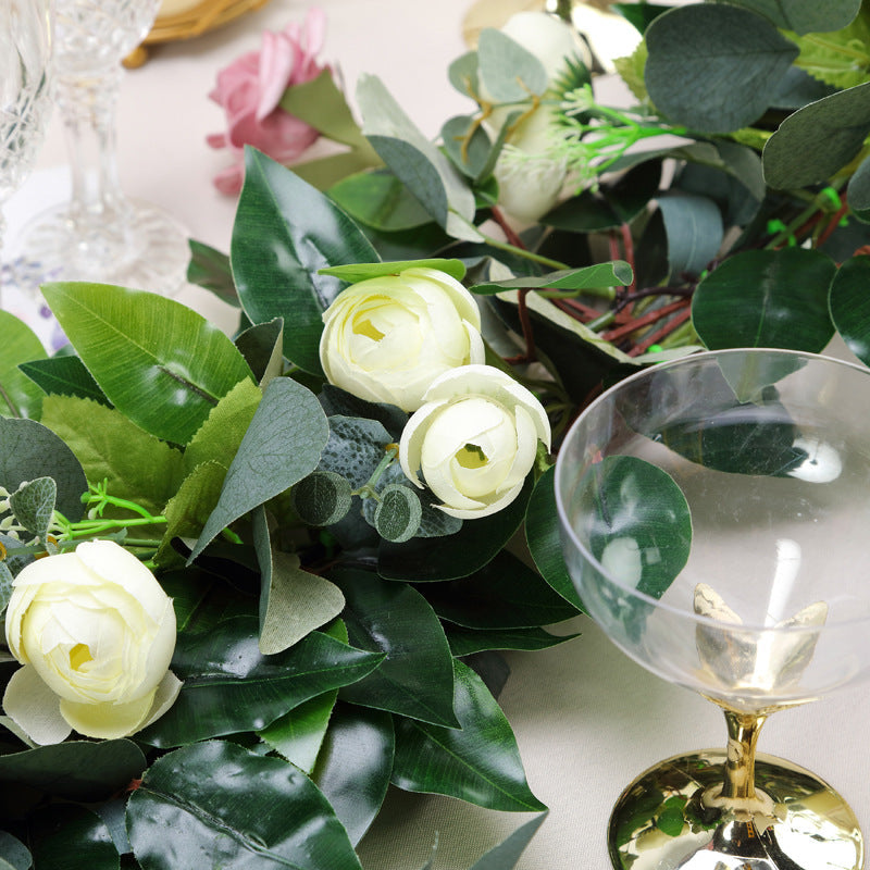 Artificial Eucalyptus/Willow Leaf Ranunculus Flower Garland Vine 40"