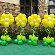 4 Sets Double-Layer Flower Balloon Pillar Yellow
