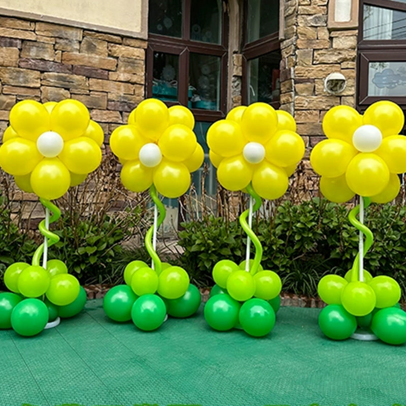 4 Sets Double-Layer Flower Balloon Pillar Yellow