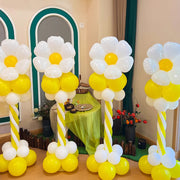 4 Sets Daisy Balloon Pillars Yellow White