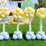 4 Sets Double-Layer Flower Balloon Pillar Maca Yellow