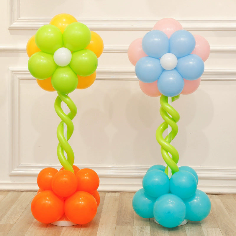 4 Sets Double-Layer Flower Balloon Pillar Maca Yellow
