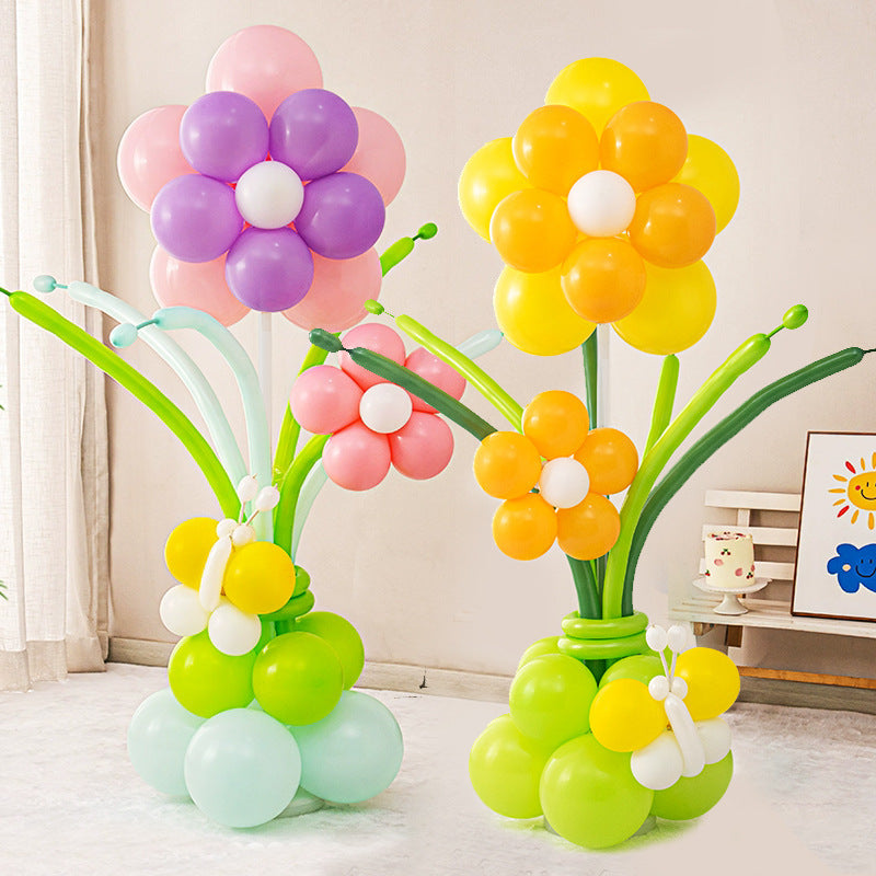 Butterfly Flower Balloon Pillar Maca Purple White