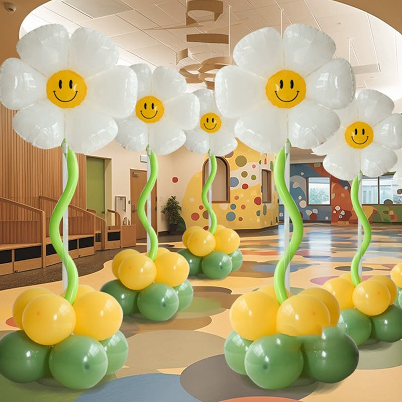 4 Sets Daisy Balloon Pillars Yellow White