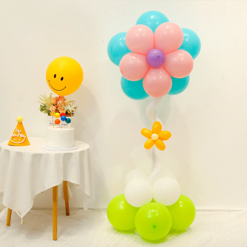 Double-Layer Flower Balloon Column, with Bases for  Birthday, Party Decorations