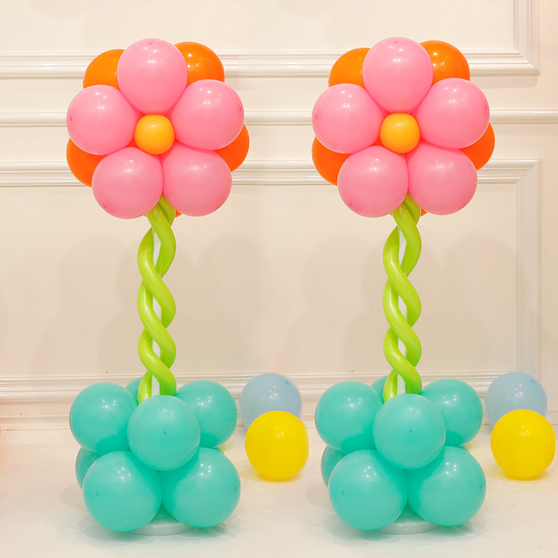 Double-Layer Flower Balloon Column Stand Kit for Baby Shower Birthday Wedding Hippie Flower Party Decoration