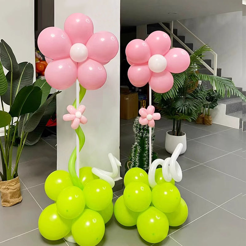 Double-Layer Flower Balloon Pillar Pink Green