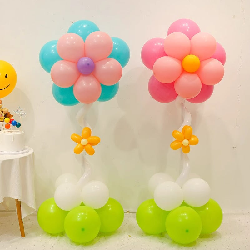 Double-Layer Flower Balloon Column Stand Kit for Baby Shower Birthday Wedding Hippie Flower Party Decoration