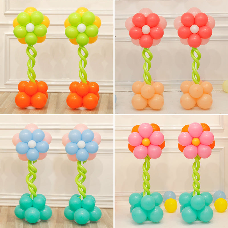 Double-Layer Flower Balloon Column Stand Kit for Baby Shower Birthday Wedding Hippie Flower Party Decoration