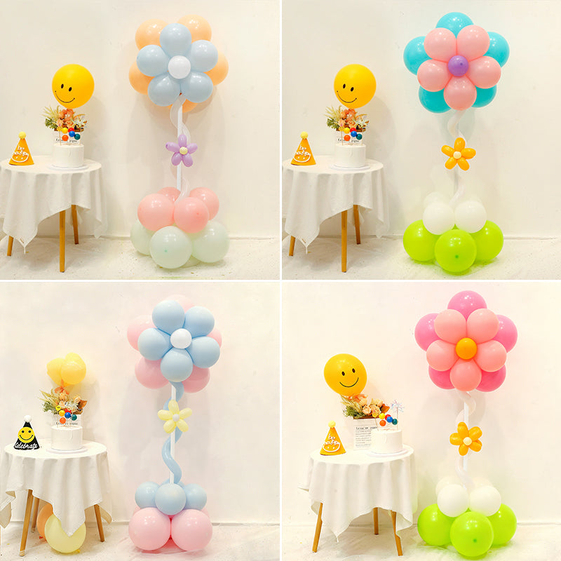 Double-Layer Flower Balloon Column, with Bases for  Birthday, Party Decorations
