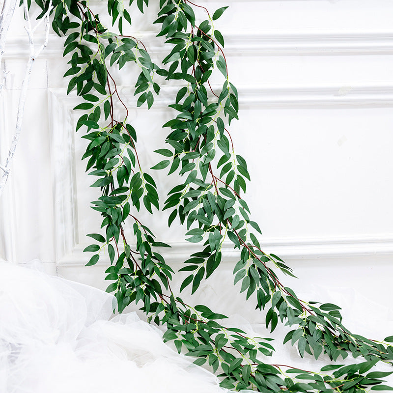 Green Real Touch Artificial Willow Leaf Garland, Flexible Vine 5ft