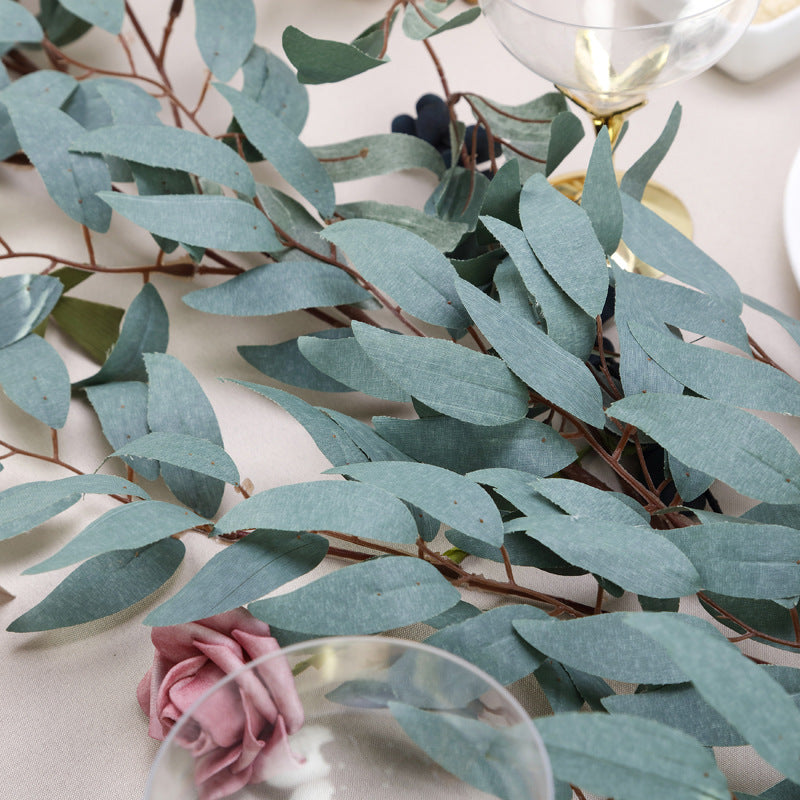 Frosted Real Touch Artificial Willow Leaf Garland, Flexible Vine 5ft