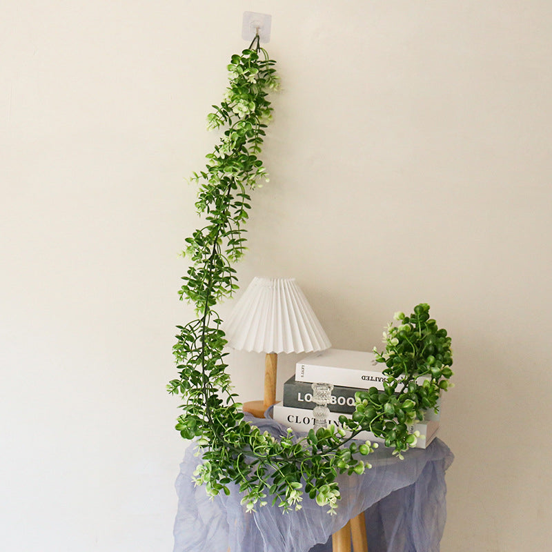White / Green Artificial Eucalyptus Leaf Table Garland, Real Touch Hanging Greenery Vine 6ft