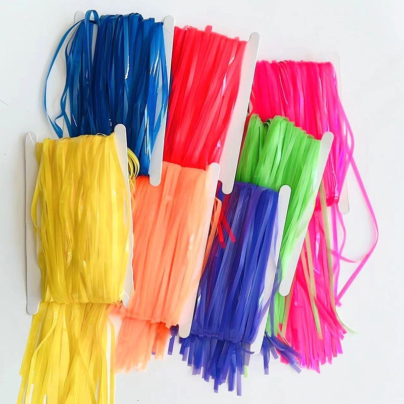 4 Pack Maca Foil Fringe Curtain Party Backdrop 3.3x6.6 Ft Fluorescent Dark Pink
