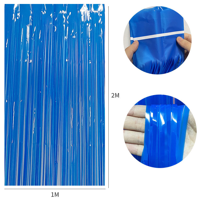 4 Pack Maca Foil Fringe Curtain Party Backdrop 3.3x6.6 Ft Fluorescent Dark Pink