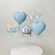 2 Sets Heart Foil Balloon Stand For Table Centerpiece Decoration Blue