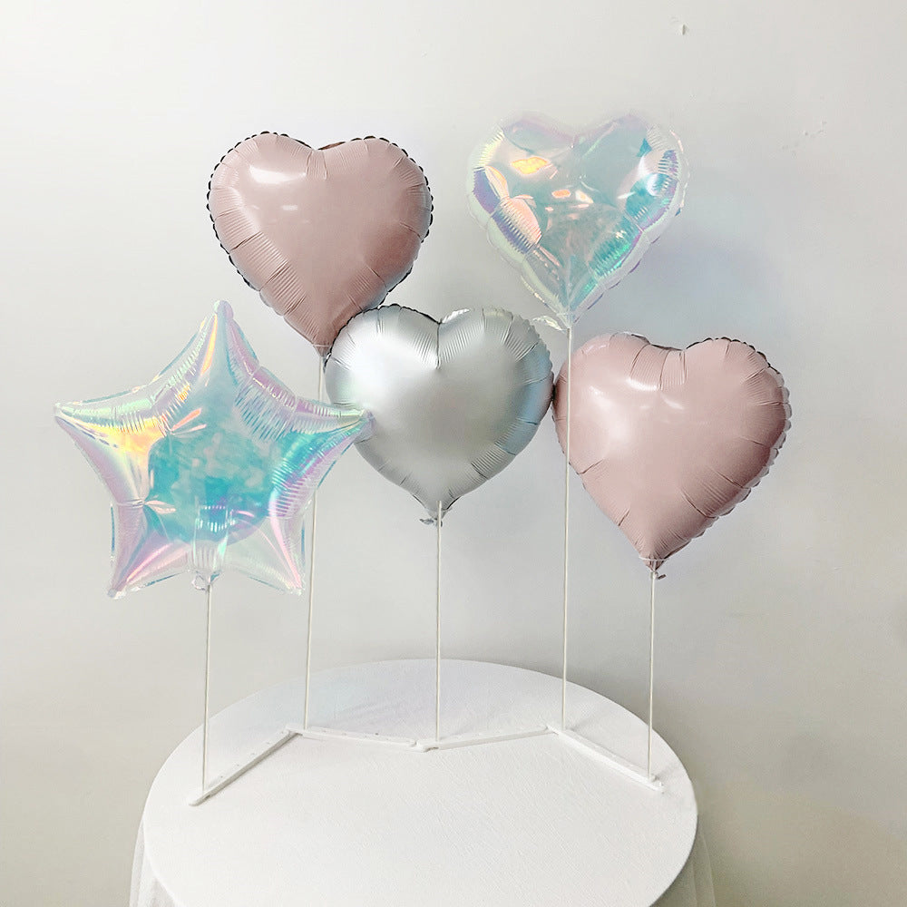 2 Sets Heart Foil Balloon Stand For Table Centerpiece Decoration Pink