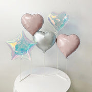 2 Sets Heart Foil Balloon Stand For Table Centerpiece Decoration Pink
