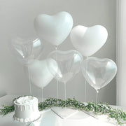 2 Sets Heart Latex Balloon Stand For Table Centerpiece Decoration Clear White