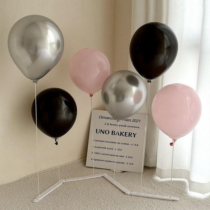 2 Sets Latex Balloon Stand For Table Centerpiece Decoration Silver Black Pink