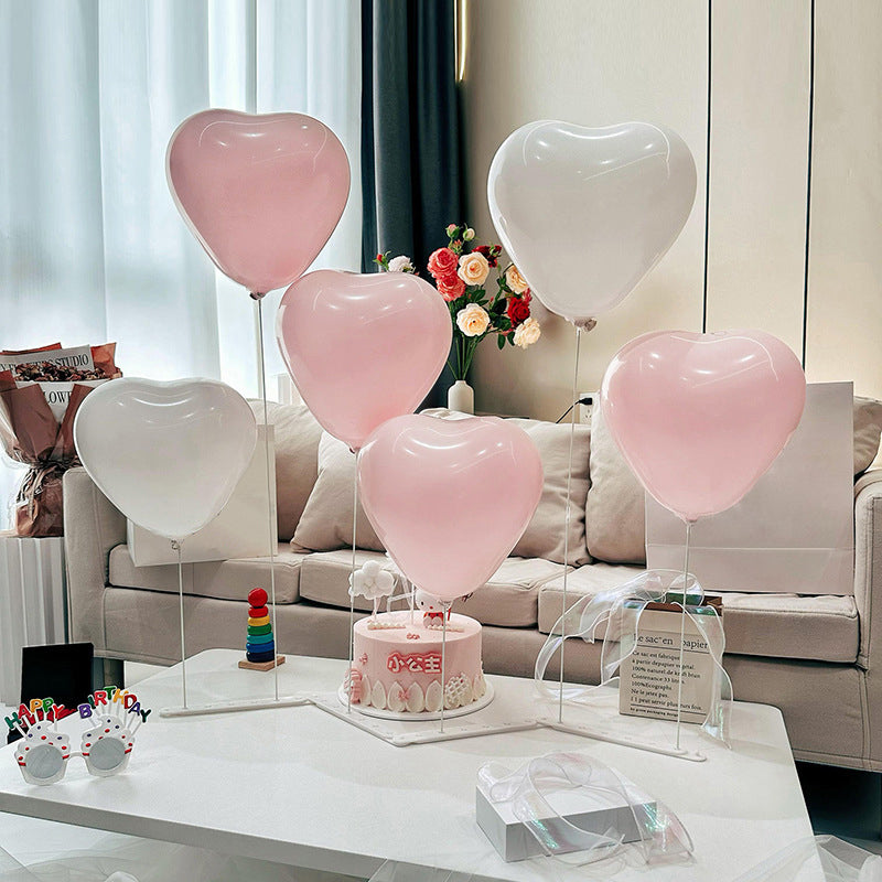 2 Sets Heart Latex Balloon Stand For Table Centerpiece Decoration Maca Pink White