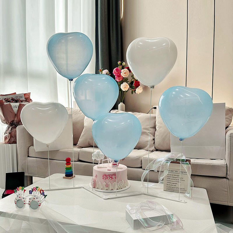 2 Sets Heart Latex Balloon Stand For Table Centerpiece Decoration Maca Blue White