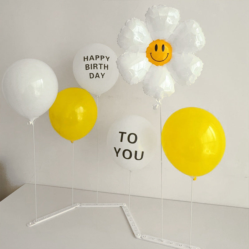 2 Sets Balloon Stand For Table Centerpiece Decoration Yellow White