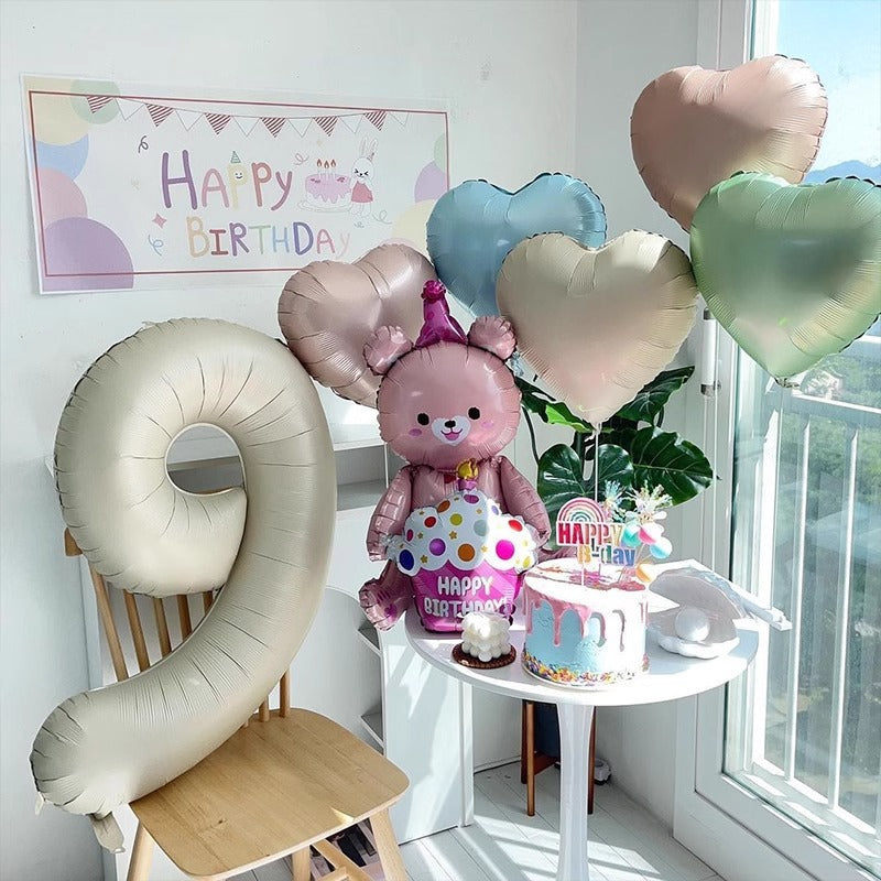 2 Sets Heart Foil Balloon Stand For Table Centerpiece Decoration Colorful