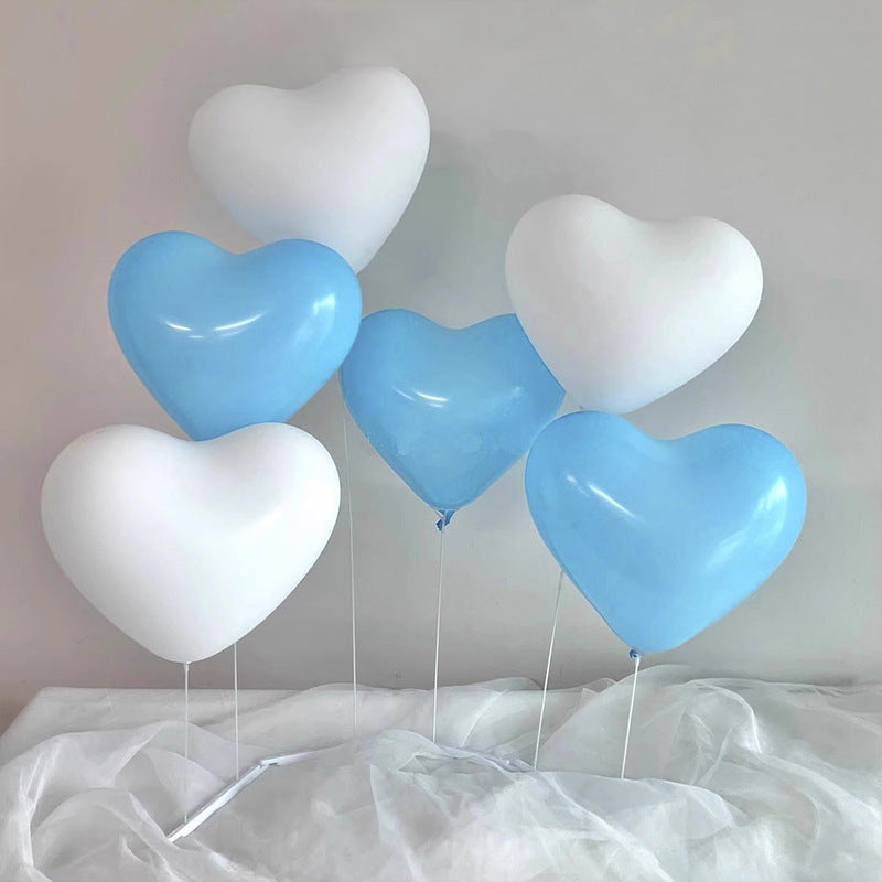 2 Sets Heart Latex Balloon Stand For Table Centerpiece Decoration Blue White