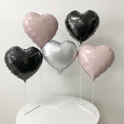 2 Sets Heart Foil Balloon Stand For Table Centerpiece Decoration Black Pink