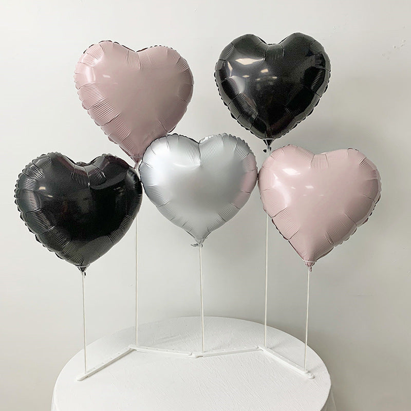2 Sets Heart Foil Balloon Stand For Table Centerpiece Decoration Black Pink