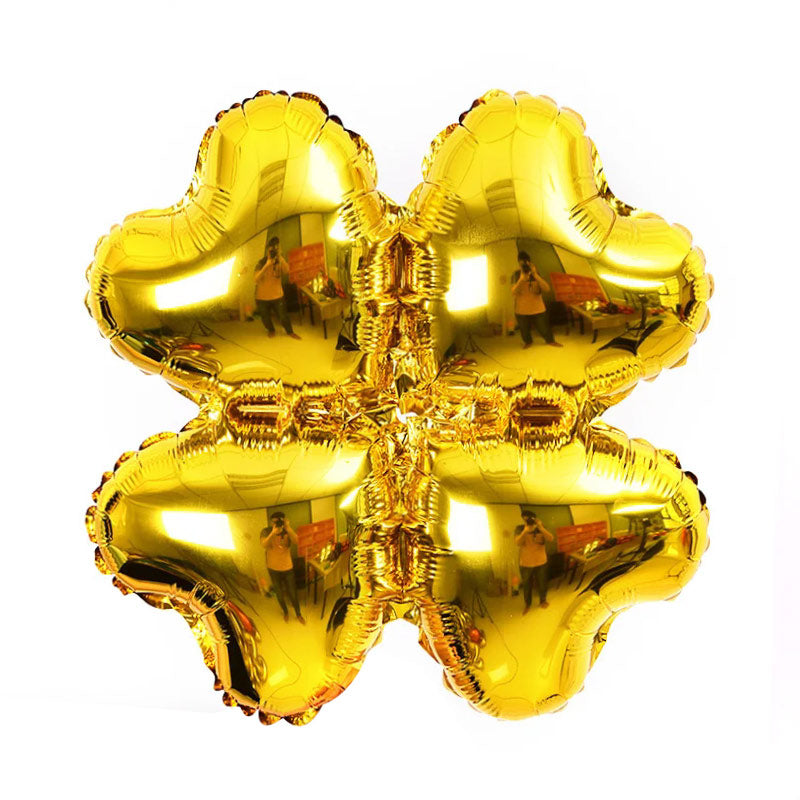 10 Pc Clover Leaf Aluminum Foil Mylar Balloon Gold