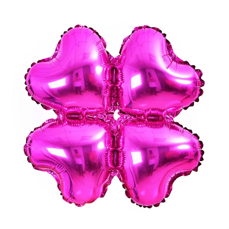 10 Pc Clover Leaf Aluminum Foil Mylar Balloon Rose Red
