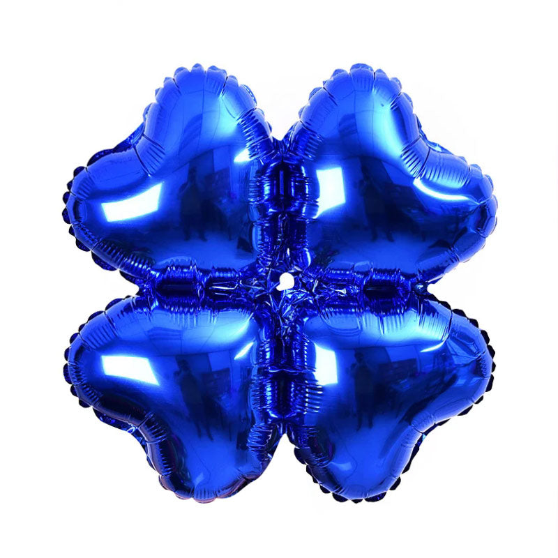 10 Pc Clover Leaf Aluminum Foil Mylar Balloon Blue