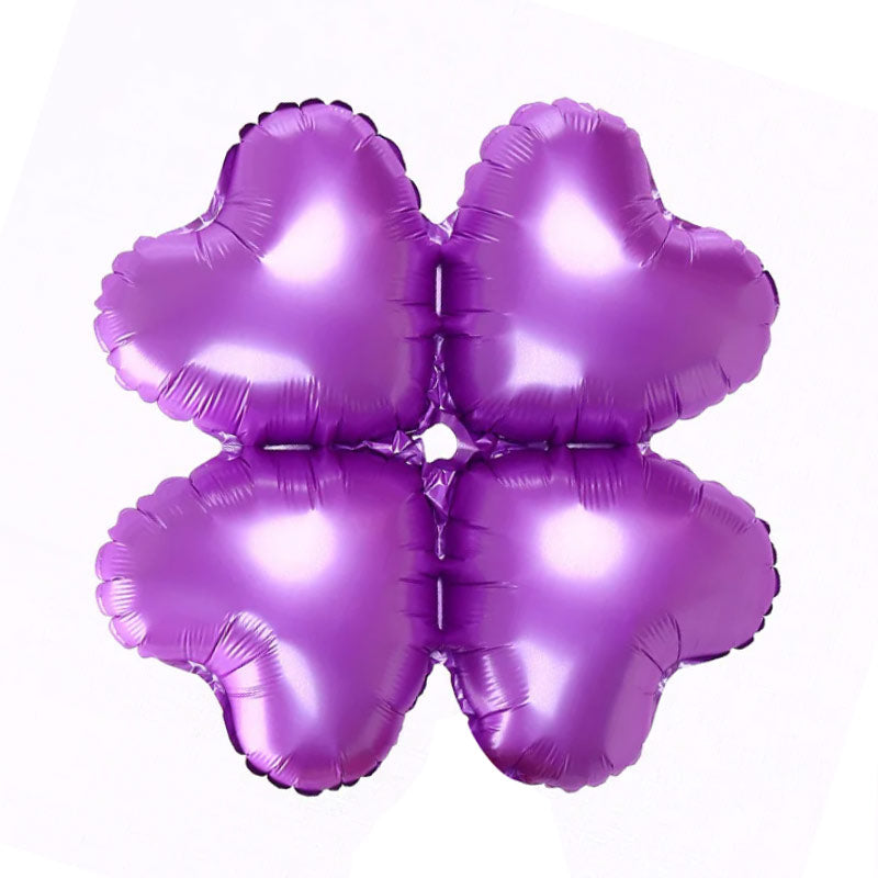 10 Pc Clover Leaf Aluminum Foil Mylar Balloon Fluorescent Purple