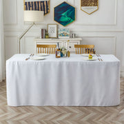 Full-Coverage Rectangular Dining Table - Durable, Washable Fabric - Suitable for Buffets, Parties, Weddings, and Trade Shows.