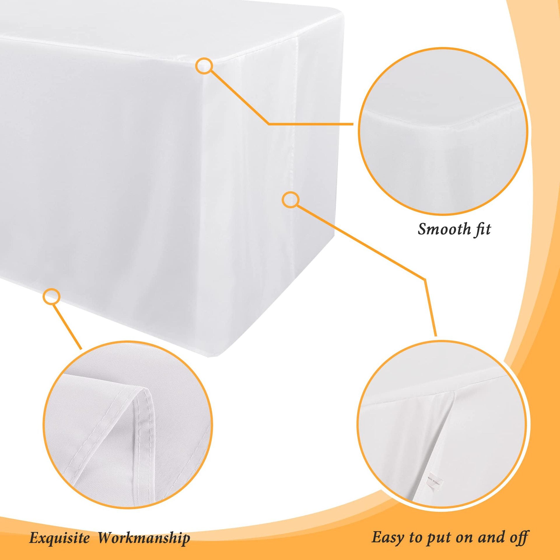 Full-Coverage Rectangular Dining Table - Durable, Washable Fabric - Suitable for Buffets, Parties, Weddings, and Trade Shows.