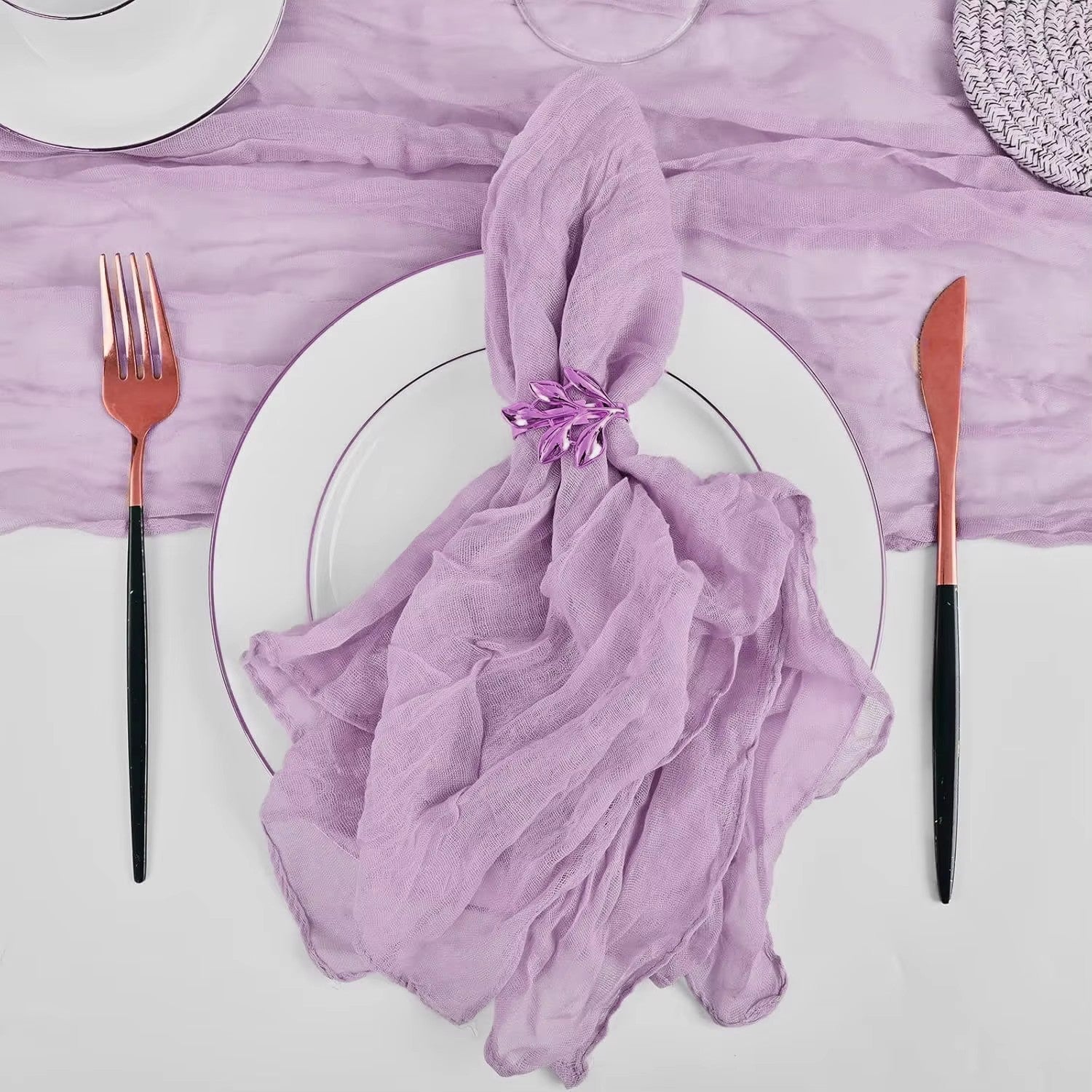 5 Pc Pleated Polyester Napkin Cloth 20"x20" Lavender Purple