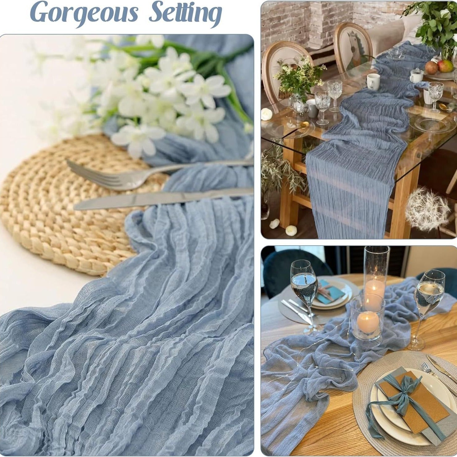 Gauze Cotton And Linen Table Runner 10ft Off White
