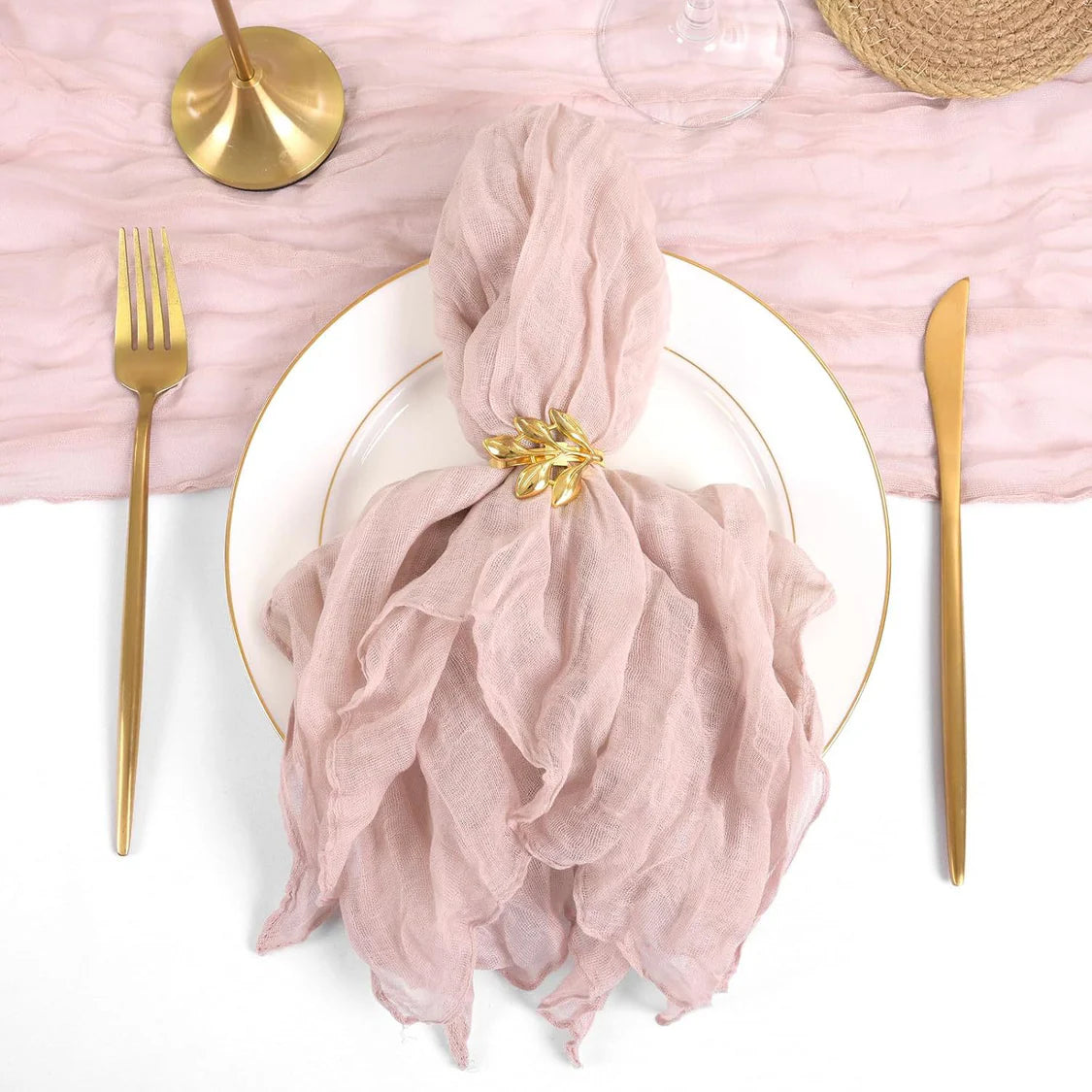 Pleated Polyester Napkin 20"x20" 5Pc Lotus Root Pink